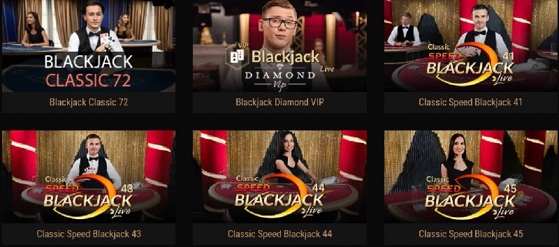King Billy Casino Blackjack selection